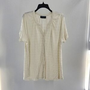 Cream Lane Bryant Short Sleeve Buttoned Up Women's Top